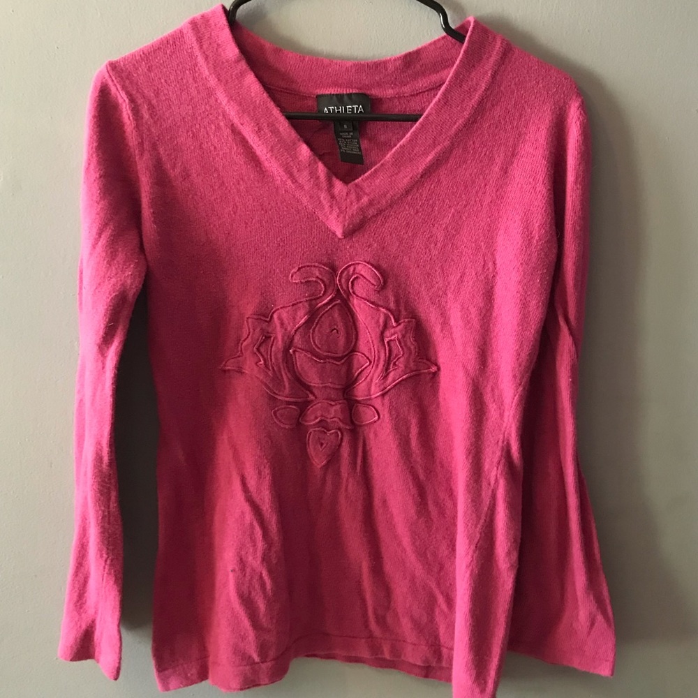 Athlete Cashmere Angora Appliqué Sweater